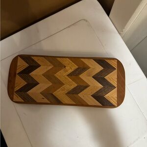 Source Unknown Wooden Chevron Serving Board in Natural and Dark Brown